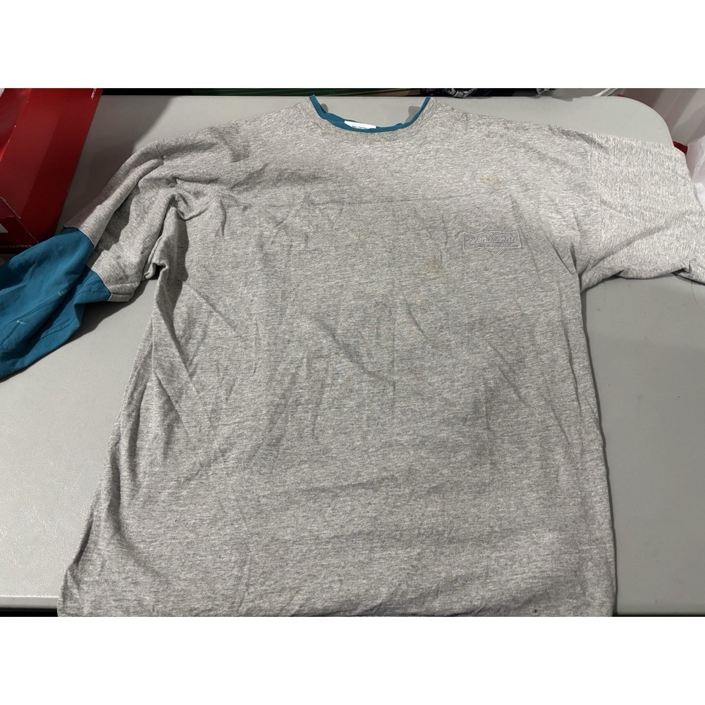 Vtg Macgregor Double Sleeve Ringer Gray Teal 2XL 90s